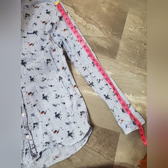 NZA New Zealand Auckland Plaid Floral Button Down Shirt. Blue, White. Men L. - Picture 5 of 11